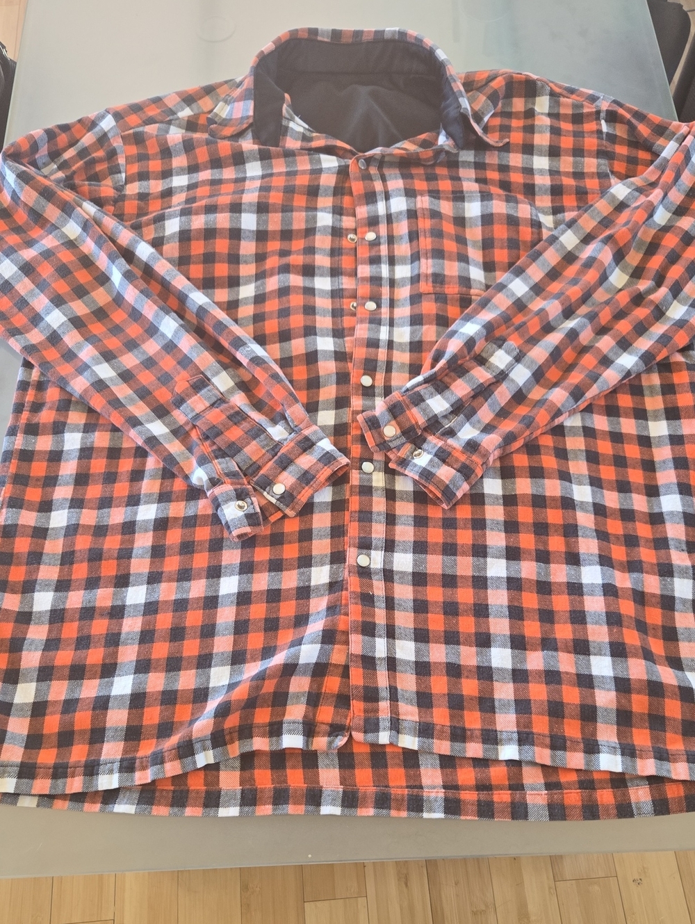 Source Unknown Orange, Black & White Plaid Button-Down Shirt